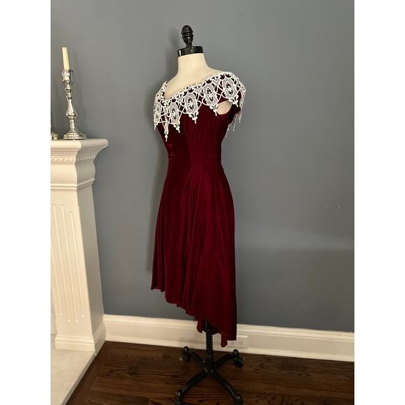 Vintage Formal Dress Prom Velvet Victorian WhimsyGoth Christmas Grunge Winter - Picture 6 of 12